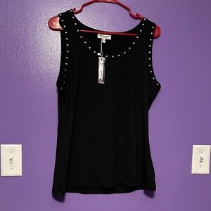 Elegant Black Tank Top with Silver Accents